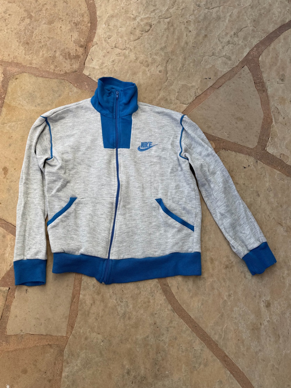 Vtg 70s Nike Sweatshirt Crewneck Zip Up Pullover Orange Tag Blue Grey Air Movie
